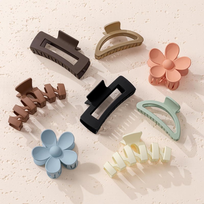 Sunolga 8PCS Hair Clips for Women, Flower Claw Clips for Thick Hair, Non-Slip Hair Accessories with Multi-Styles, Different Color Hair Claw Clips and Variety Pack, Ideal for Girls - Image 1